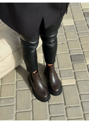 Зимние зимние кожаные черные ботинки, челси зимние, женские ботинки зимние код 25631 челси Garti без декора