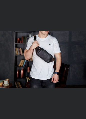 Сумка-бананка чоловіча стильна із натуральної гладкої шкіри чорна TD-31848 Tiding Bag (359380741)