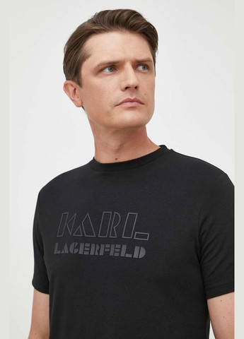 Чорна чоловіча футболка темно-синя з принтом спереді в стилі emporio No Brand