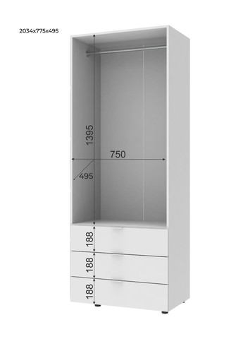 Комплект шкафов для одежды Гелар (2 шт.) 155х49,5х203,4 см (DRS-011110) Doros (361998712)