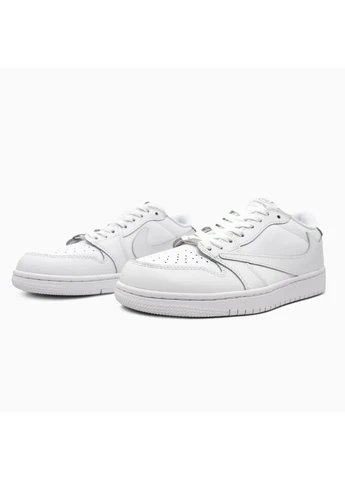 Белые демисезонные кроссовки мужские nike air jordan 1 low travis scott white party найк аир джордан белые No Brand