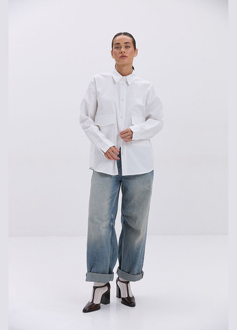 Жіноча сорочка oversize чорна з накладними кишенями Arjen (324392558)