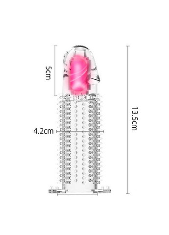 Прозрачная насадка для увеличения пениса с вибрацией "IKOKY" - 13,5*4,2 см No Brand (288538536)