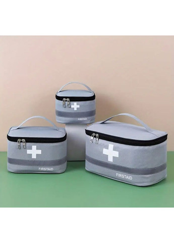 Містка велика аптечка для зберігання та транспортування медикаментів сіра No Brand (326487925)