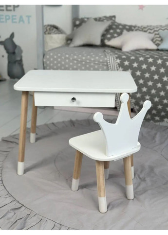 Столик дитячий зі стільцем Корона 46x60x45 см Білий (2183862683) No Brand (371687263)