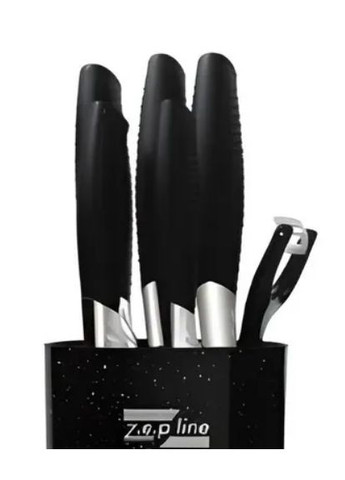 Набор ножей для кухни с подставкой ZP-046 кухонные ножи и подставки Zepline чёрные,