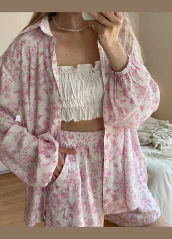 Жіночий літній костюм шорти + сорочка No Brand С1527-138 (342371680)