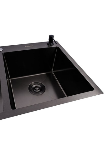 Кухонна мийка PVD чорна 78*48 Handmade на дві чаші (3.0/0.8) Valeso (358059228)