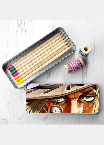 Органайзер для канцелярских принадлежностей металлический, кейс для мелочей Невероятные приключения ДжоДжо #009 7*18 см Silver No Brand (309154282)