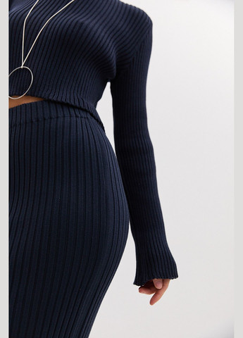 В'язана довга спідниця темно-синя у широкий рубчик Arjen (317233878)