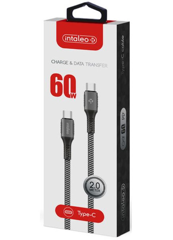 Кабель CBGPD60WTT2 Type-C to Type-C 2м 60W Grey Intaleo (301466913)