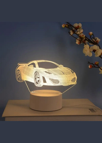 3D LED-нічник «Спорткар» для дому або офісу No Brand (348322543)