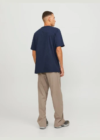 Темно-синя футболка basic,темно-синій з принтом,jack&jones Jack & Jones