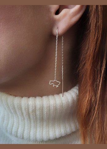 Срібні сережки-ланцюжка протяжки Моя Україна 2008/1 No Brand (306742667)