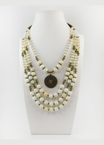 Эксклюзивные бусы "Аврелия" Перламутр, рондель, 4 ряда Fursa fashion (322314598)