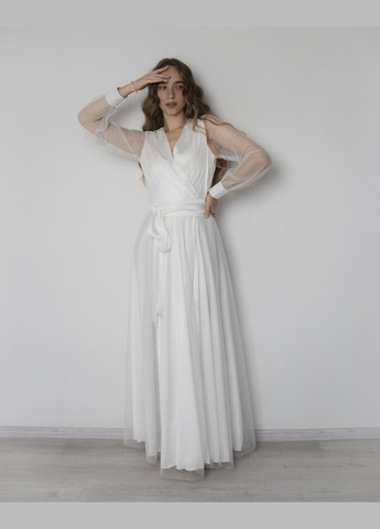 Элегантное двойное платье из премиального шелка и сеткой с блестками. No Brand на запах (294613652)
