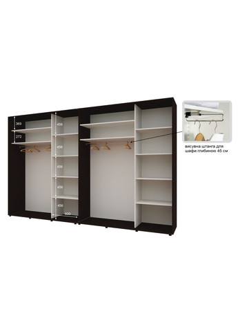 Шкаф-купе четырехдверный Комфорт Мебель 360*45*240 см Венге 4 двери Зеркало Стандарт Комфорт Меблі (360474454)