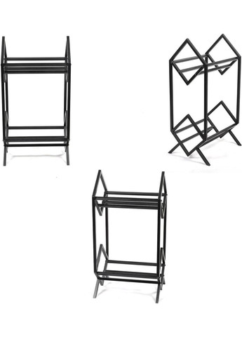 Стеллаж полка металлическая для виниловых пластинок двухуровневый на 160-200 пластинок 77.5х40х28 см No Brand (366304223)