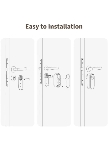 Смарт-замок, U200 Lite, Чорний, Matter over Thread, Auto-Lock, Quiet Mode, Rechargeable, HomeKit, Alexa Aqara (388365867)