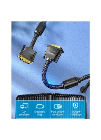 Кабель DVI-D 24M - 24M, 8.0 м, 2K 60Hz обплетення, з феритами Vention (397091129)
