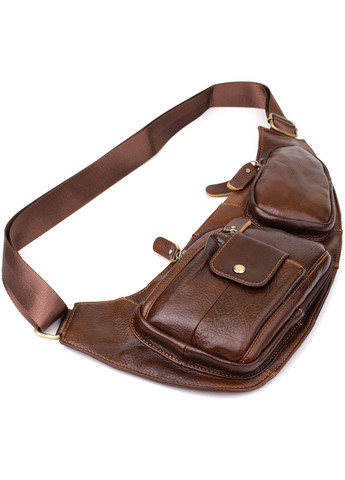 Сумка слінг через плече чоловіча шкіряна для телефону та для документів велика Коричневий 39016 Vintage (351403591)
