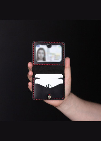 Обложка на ID паспорт черная с красной нитью SD Handmade (366577932)