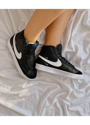 Черные демисезонные кроссовки мужские nike blazer mid black white найк блейзер No Brand