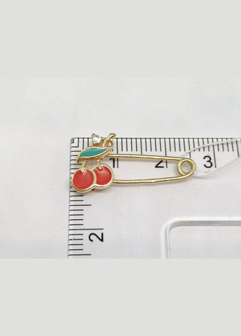 Золотая брошь-булавка Вишенки с эмалью и фианитом. БШ072И Імперія золота (329421721)