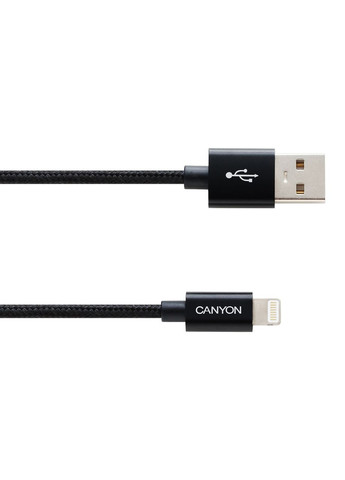 Кабель USB - Lightning (M/M), 8-pin, обплетення, 1 м, Black (CNE-CFI3B) Canyon (336958042)