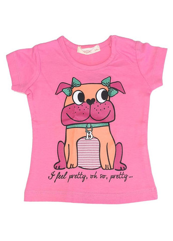Рожева демісезонна футболка бавовняна з принтом для дівчинки bdo44327 рожевий Fox