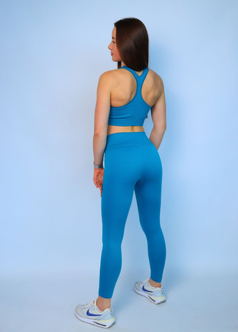 Бирюзовый спортивный комплект из ребристой ткани на молнии (70074/70) FitFiesta (329193864)