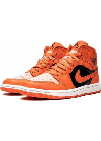 Оранжевые всесезонные кроссовки air jordan 1 mid "orange" orange/black Nike