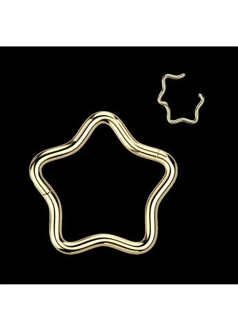 Універсальна сережка - клікер із титану у формі зірки діаметр 8 мм, товщина 1,2 мм, колір Золото Spikes (289370691)