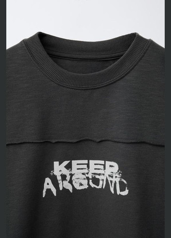 Темно-сіра підліткова футболка для хлопчика 7878/634 антрацит Zara