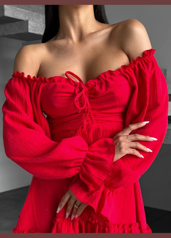 Червона легка сукня🔝🥰 Luna з квітковим принтом