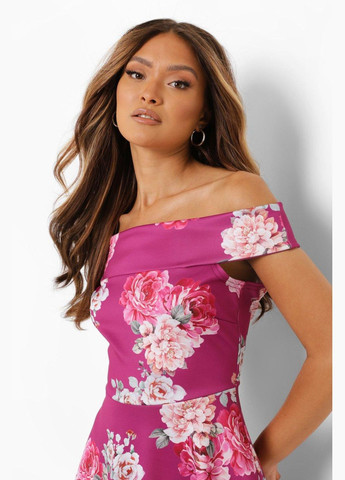 Фиолетовое повседневный платье Boohoo с цветочным принтом