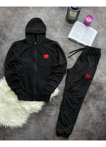 Черный демисезонный костюм hugo котон,турция,нашивка логотип,штаны и кофта Україна