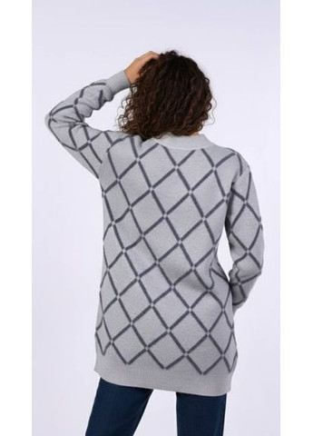 Серый демисезонный свитер женский теплый, оверсайз, удлиненный, (арт. 852) No Brand