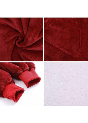Толстовка плед халат зимний худи свитер оверсайз унисекс с карманом капюшоном однотонная 80х100 см (478493-Prob) Бордовая Unbranded (305784369)
