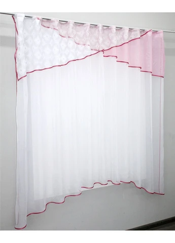 Кухонна фіранка (270х170см) колір рожевий з білим 00к 59-558 VR-Textil (299631558)