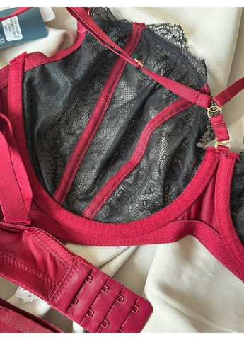 Бордовий комплект бюстгальтер + трусики сліпи 388 бордовий CHLX