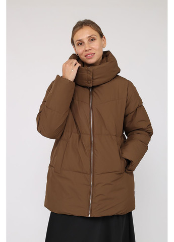 Коричнева зимня куртка коротка жіноча колір коричневий cb-00279714 Yuki