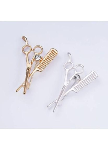 Брошка ножиці з гребінцем, шпилька срібний метал SHE (295931313)