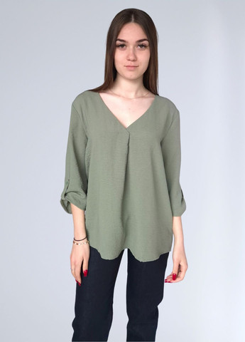 Хакі блузка жіноча вільна без застібки JDY