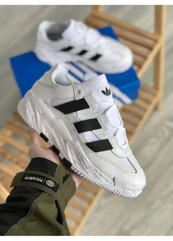 Белые летние кроссовки adidas niteball white black адидас найтбол No Brand