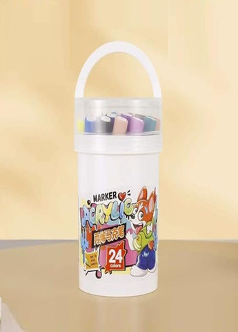 Художні акварельні акрилові маркери для скетчингу односторонні фломастери 24 кольорів No Brand (316654759)