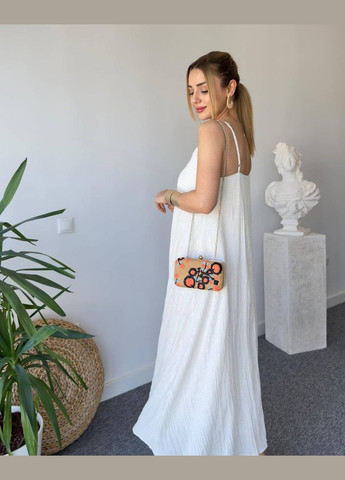 Білий пляжна, повсякденний, кежуал, коктейльна жіноча сукня а-силует FINO Mode однотонна