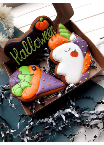 Пряники в Хеллоуин, сет Единорог, мороженое, косточка No Brand (351456560)