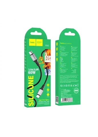 Кабель 60W silicone charging data cable for Type-C to Type-C(L=3M) Black (6931474788788) Hoco X92 Honest (361347439)