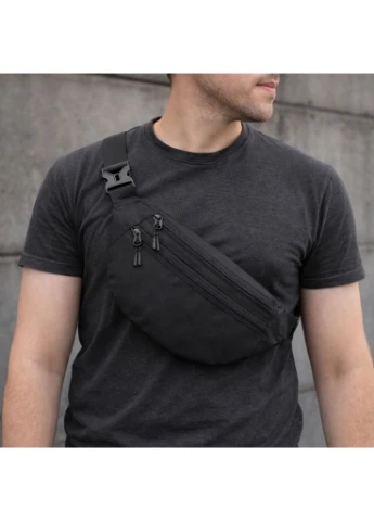 Бананка Мужская Cordura 1000d Черная Три Отделения Водоотталкивающая Seli No Brand (392708894)